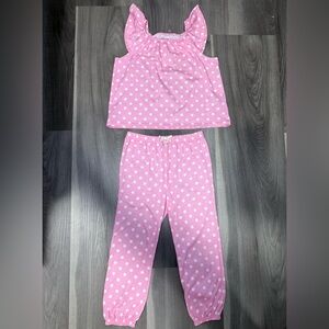 Old Navy Pink and White Polka Dot Kids Pajama Set